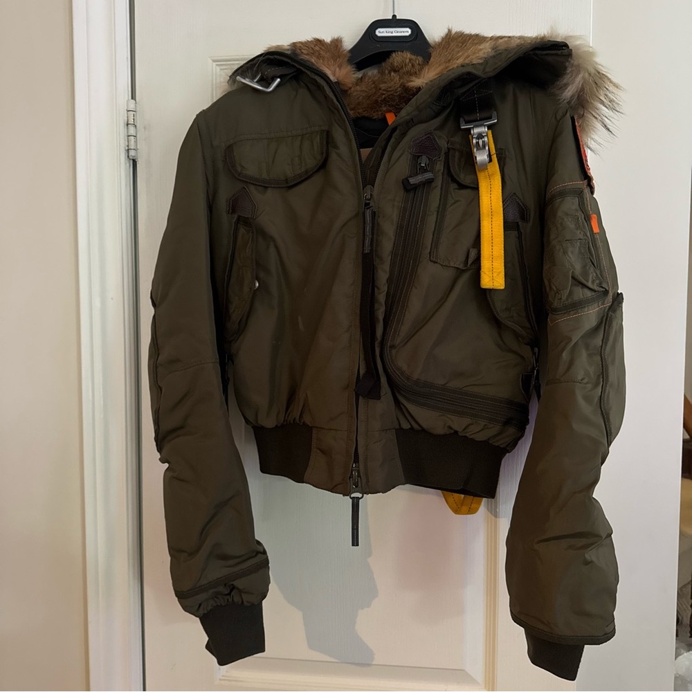 Parajumpers Gobi Dark Green Jacket with Fur Trim